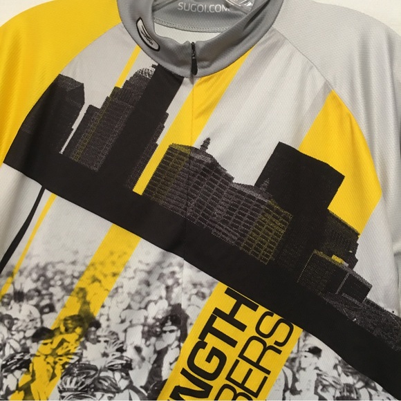 SUGOI Cycling Jersey 1/4 Zip LG Black yellow gray white. EUC Like New - Picture 4 of 13